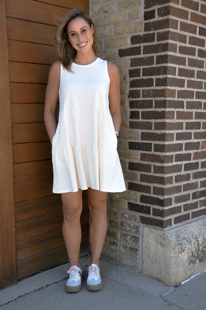 Sleeveless Crewneck Tiered Mini Dress