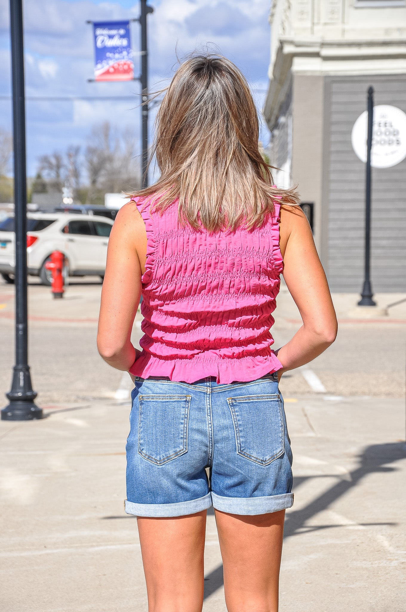Smocked Bodice Keyhole Tie Top