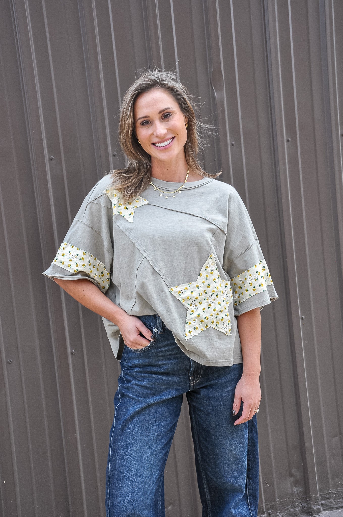 Smoky Grey Relaxed-fit Cotton Top