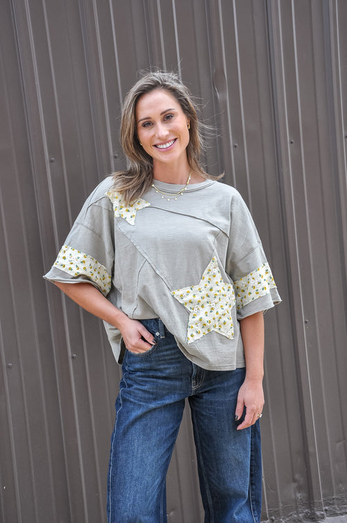 Smoky Grey Relaxed-fit Cotton Top