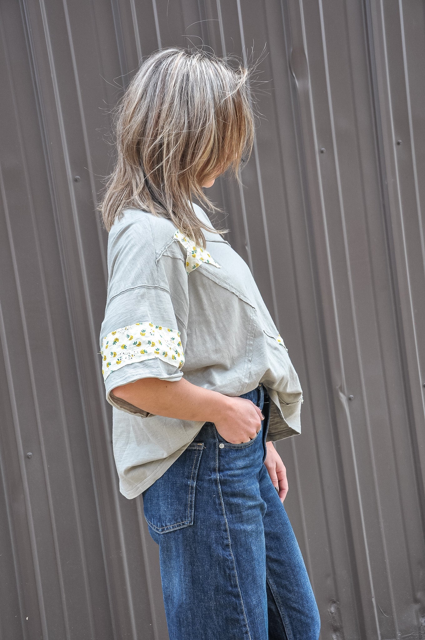 Smoky Grey Relaxed-fit Cotton Top