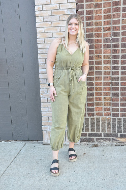 Snow Washed Jumpsuit with Pockets