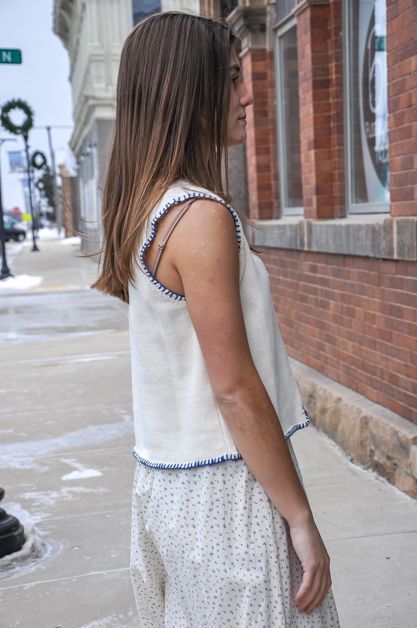 Stitch Detail Button Up Sweater Vest