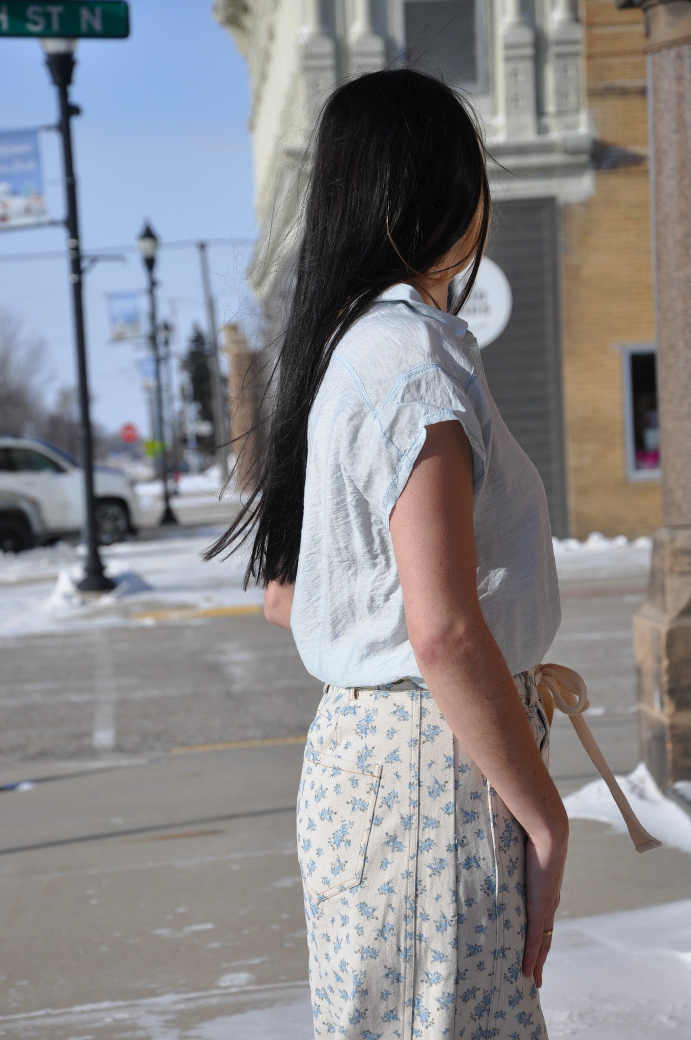 Stitch Detail Covered Placket Blouse