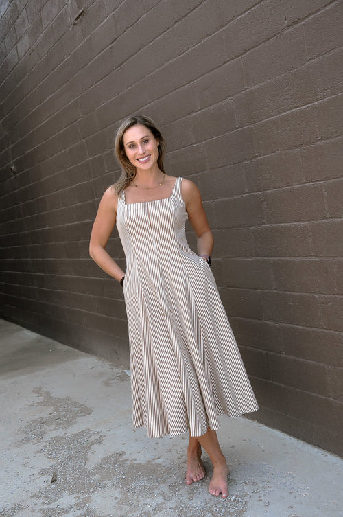 Stripe Fit & Flare Midi dress