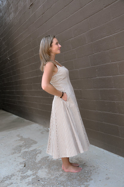 Stripe Fit & Flare Midi dress