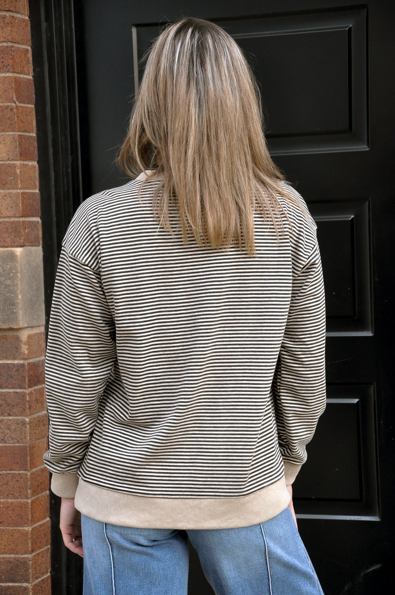 Stripe Top with V-Notched Neck