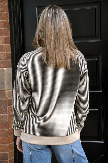 Stripe Top with V-Notched Neck
