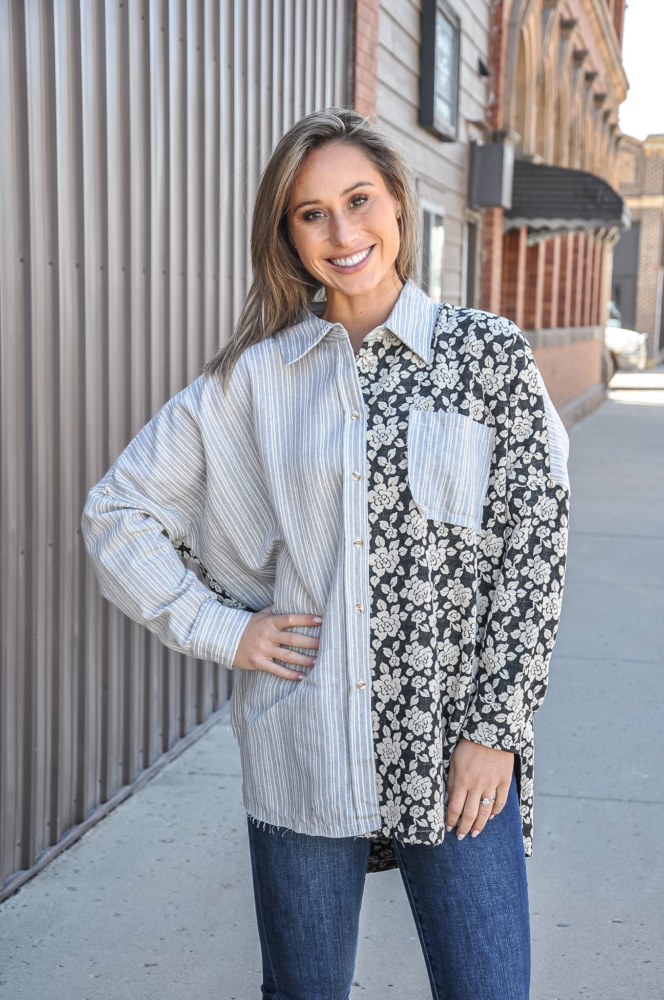 Stripes/Floral Mix And Match Shirt