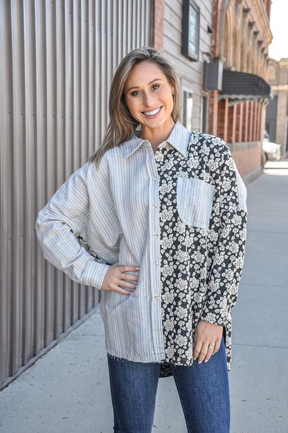 Stripes/Floral Mix And Match Shirt