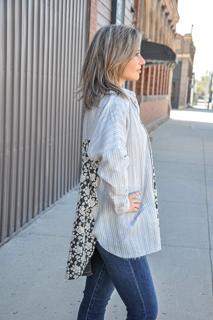 Stripes/Floral Mix And Match Shirt