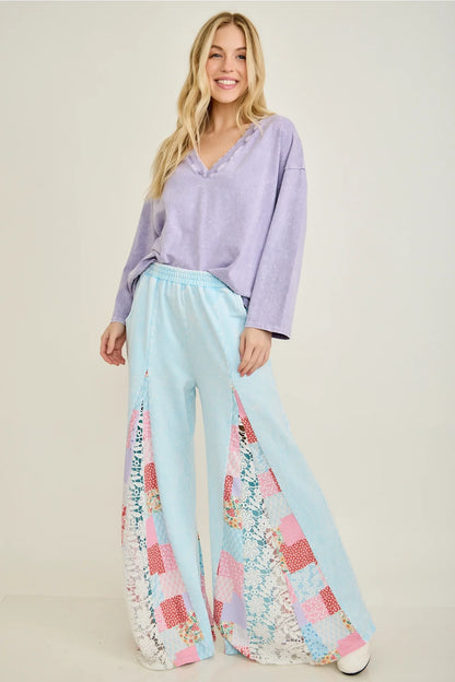 Sweet Patchwork Breeze Flare Pants