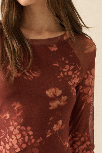 Spice of Life Floral Mesh Paneled Midi Dress