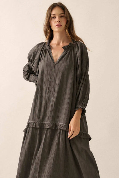 Peaceful Prairie Textured Tiered Maxi Dress