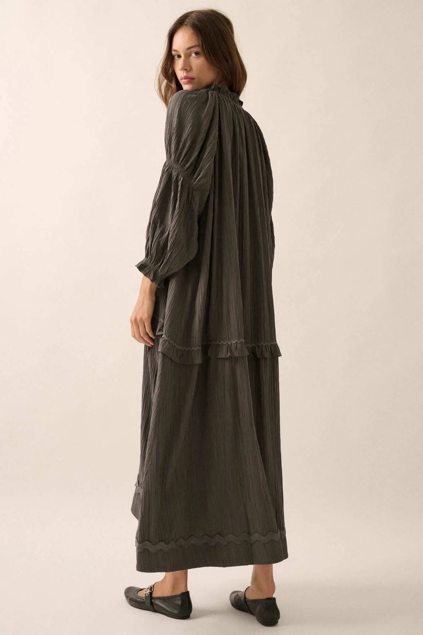Peaceful Prairie Textured Tiered Maxi Dress
