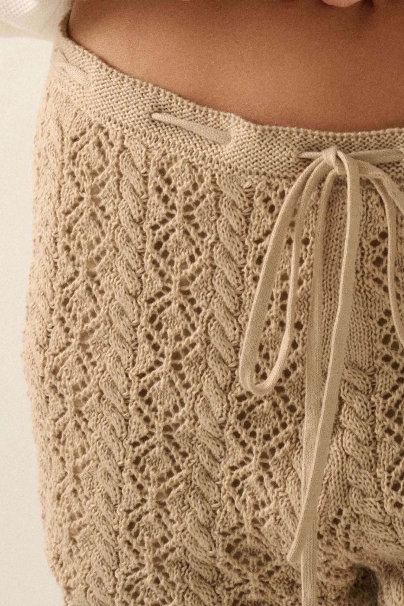 Twist and Shout Crochet Knit Drawstring Shorts