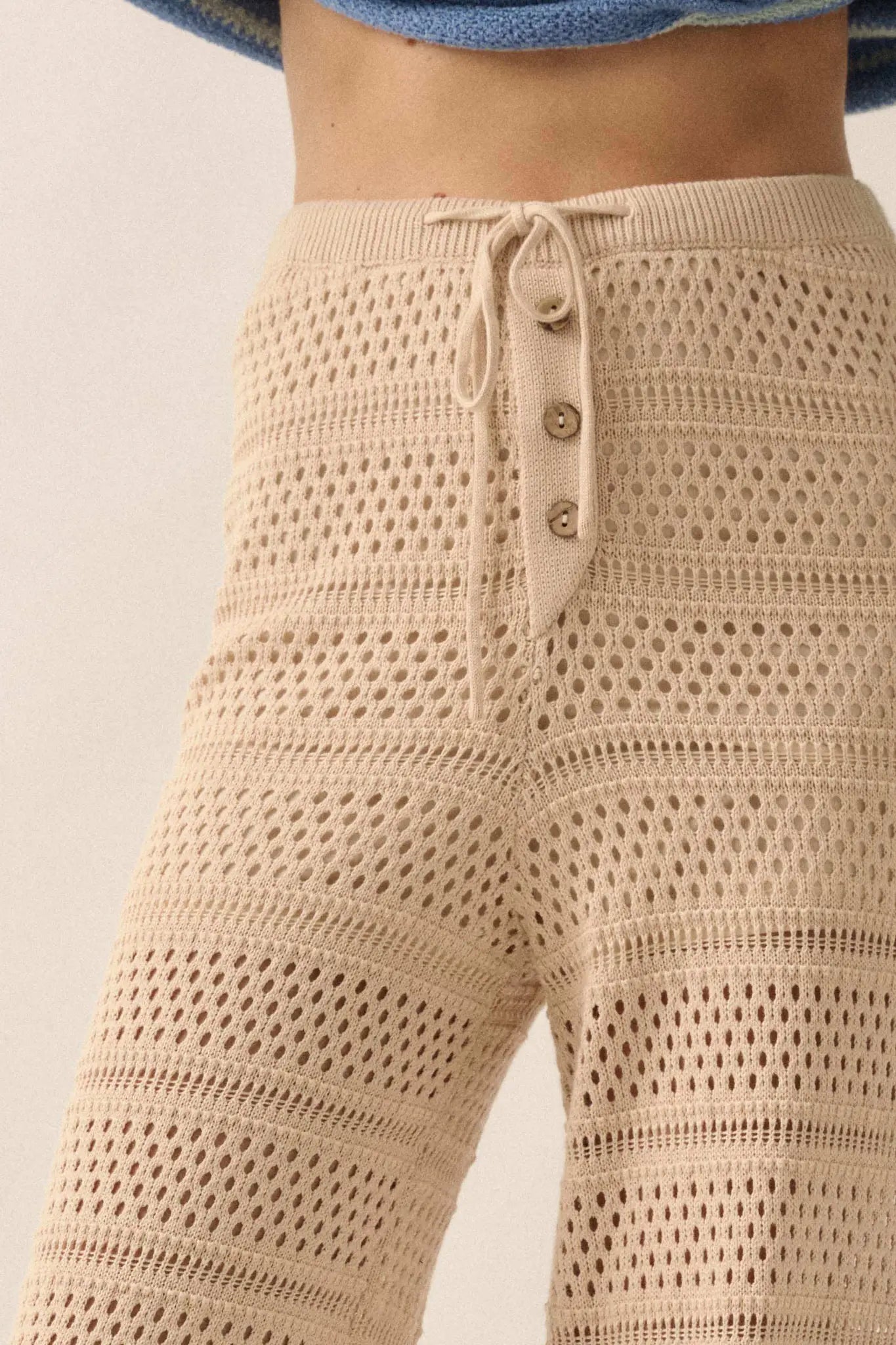 Peaceful Feeling Crochet Knit Split-Hem Pants