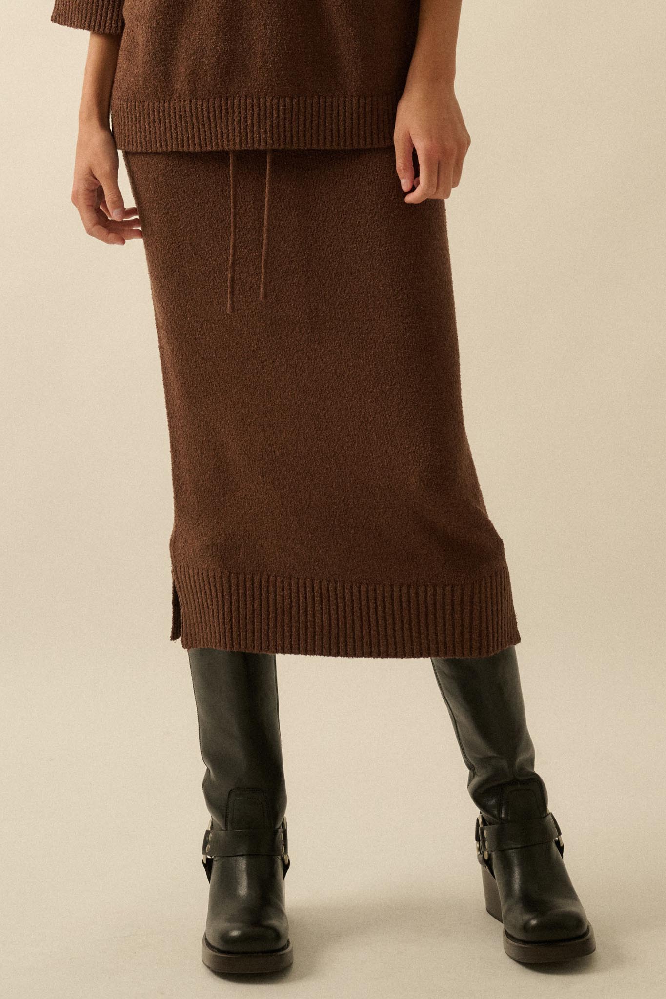 Promise the Label Textured Knit Sweater Midi Skirt