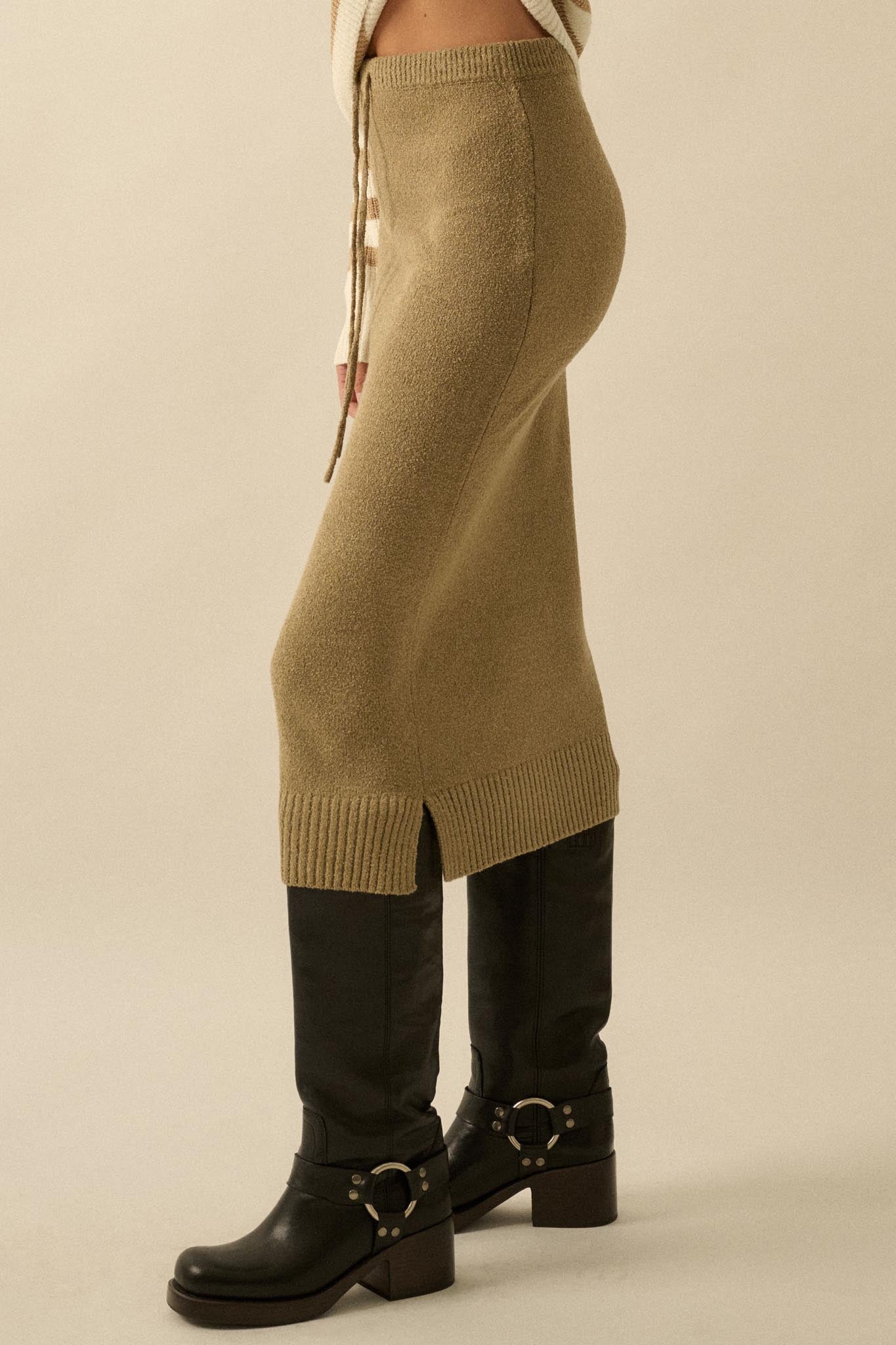 Promise the Label Textured Knit Sweater Midi Skirt