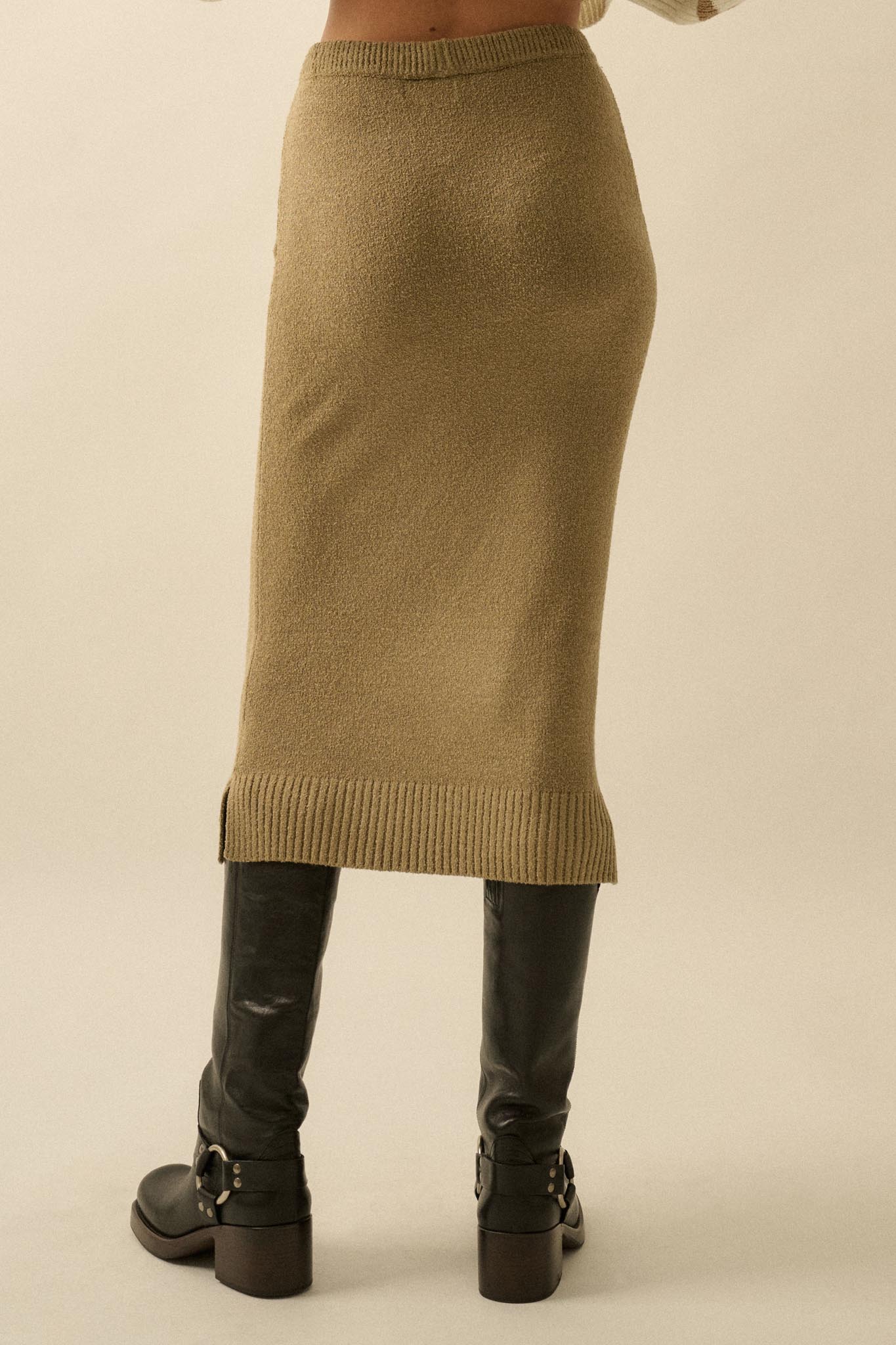 Promise the Label Textured Knit Sweater Midi Skirt