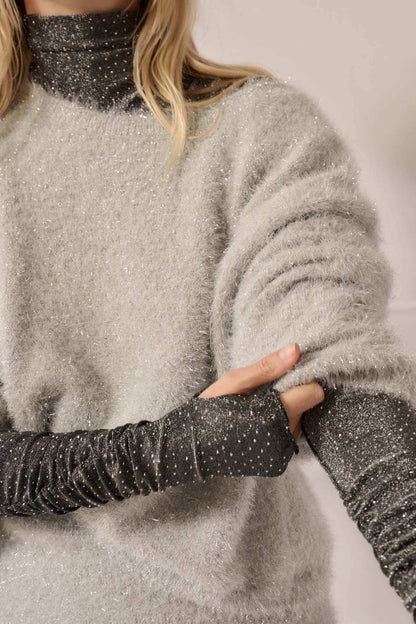 Winter Wonderland Metallic Fuzzy Knit Sweater