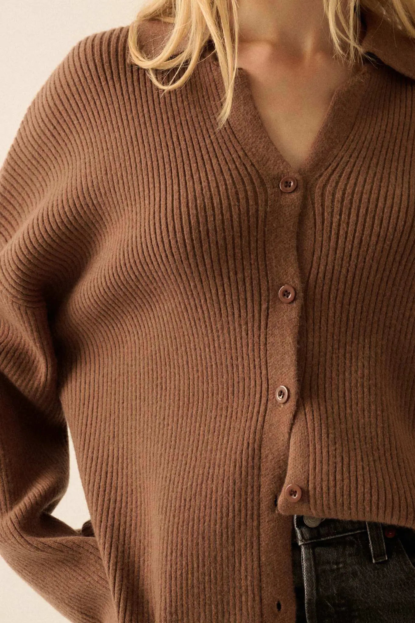 Promise the Label Rib-Knit Oversize Cardigan Sweater