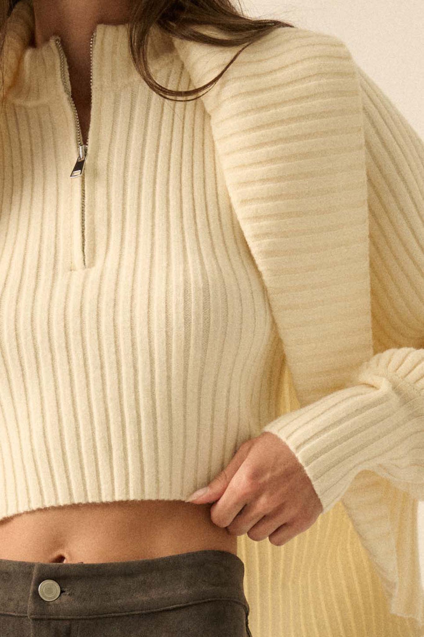 Way of Life Rib-Knit Shrug and Sleeveless Crop Top