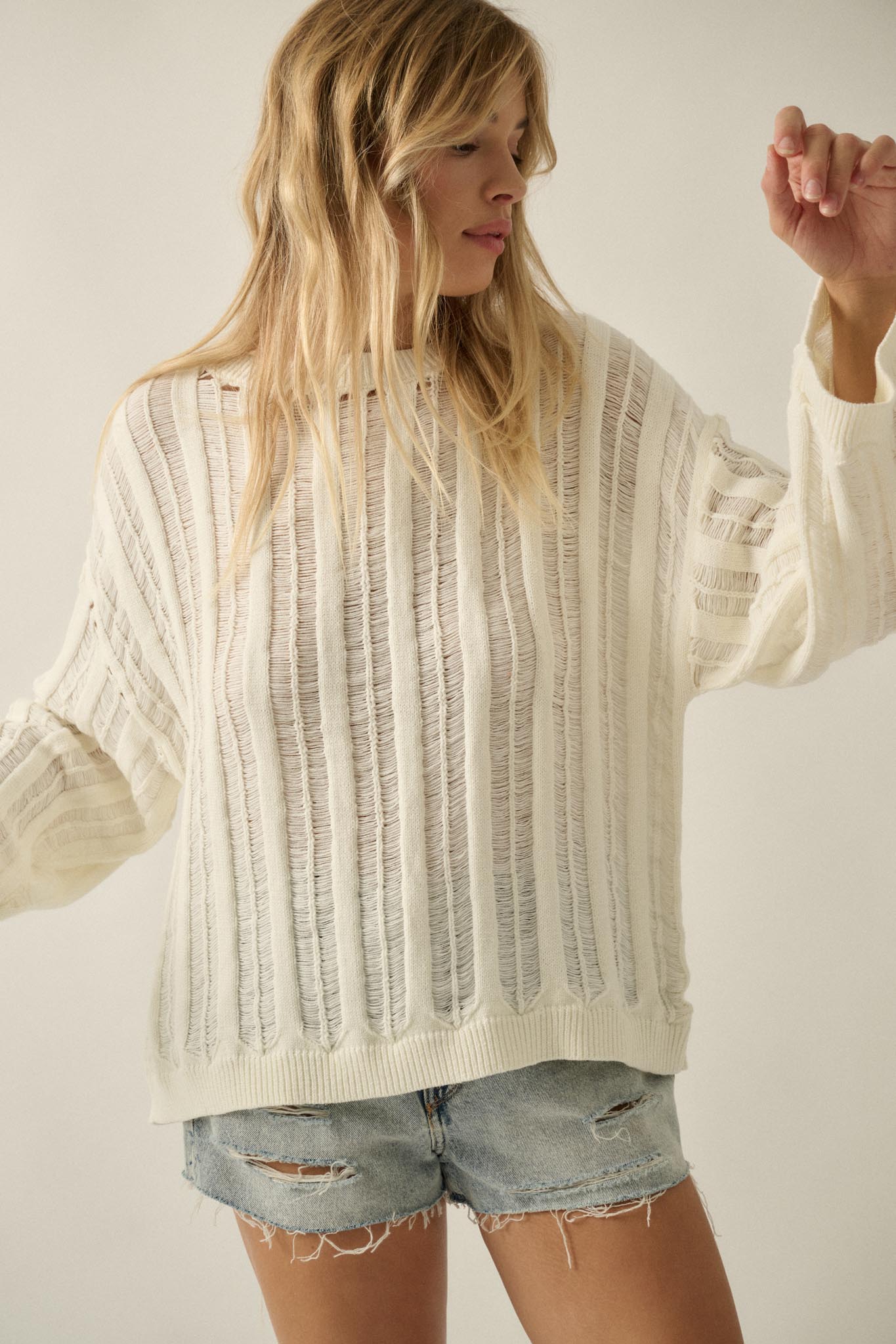 Find Your Way Oversize Ladder-Knit Sweater