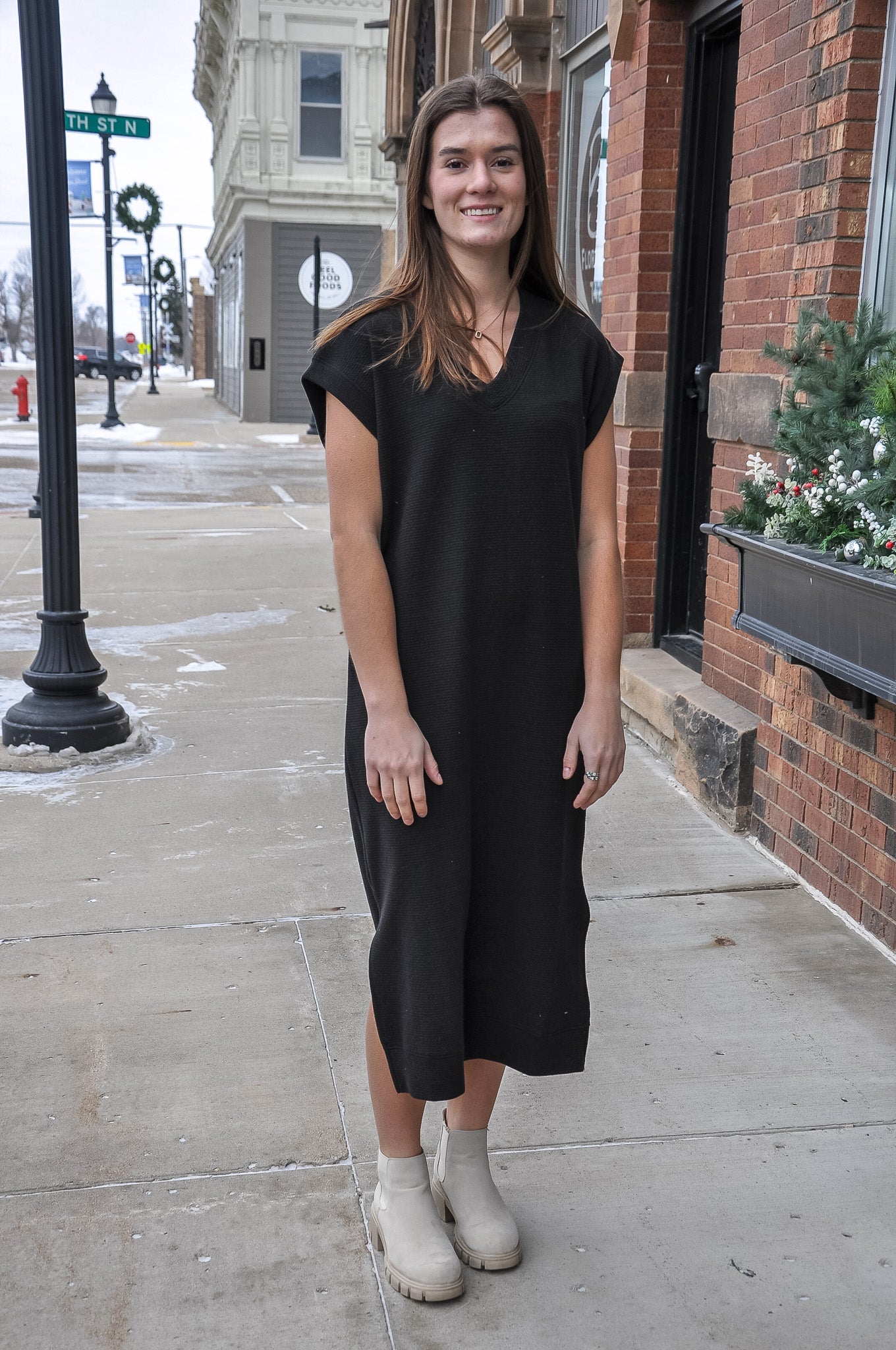 V-neck S/S Maxi Cloudy Knit Dress