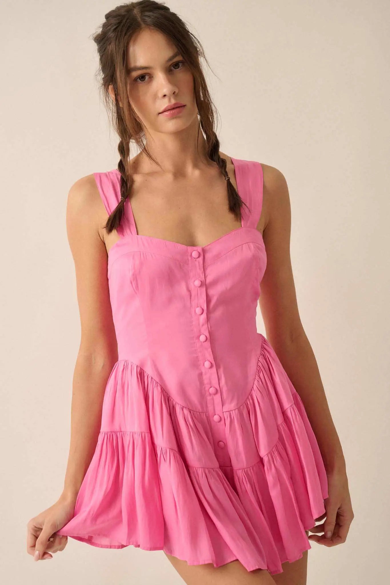 Total Flirt Matte Satin Fit-and-Flare Romper