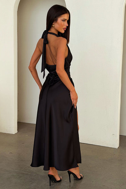Avalea Halterneck Maxi Dress - Black