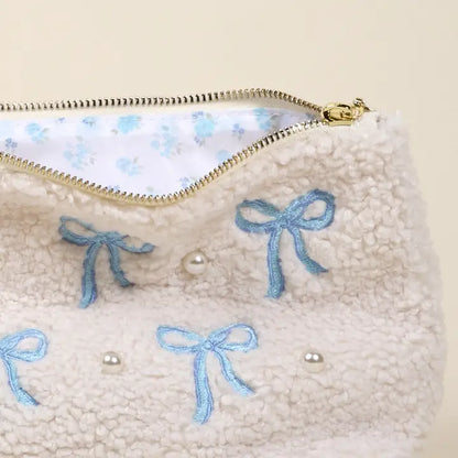 Blue Bows Teddy Pouch