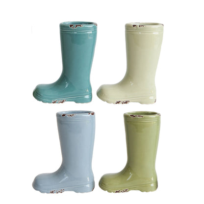 Distressed Stoneware Boot Vase (Teal)