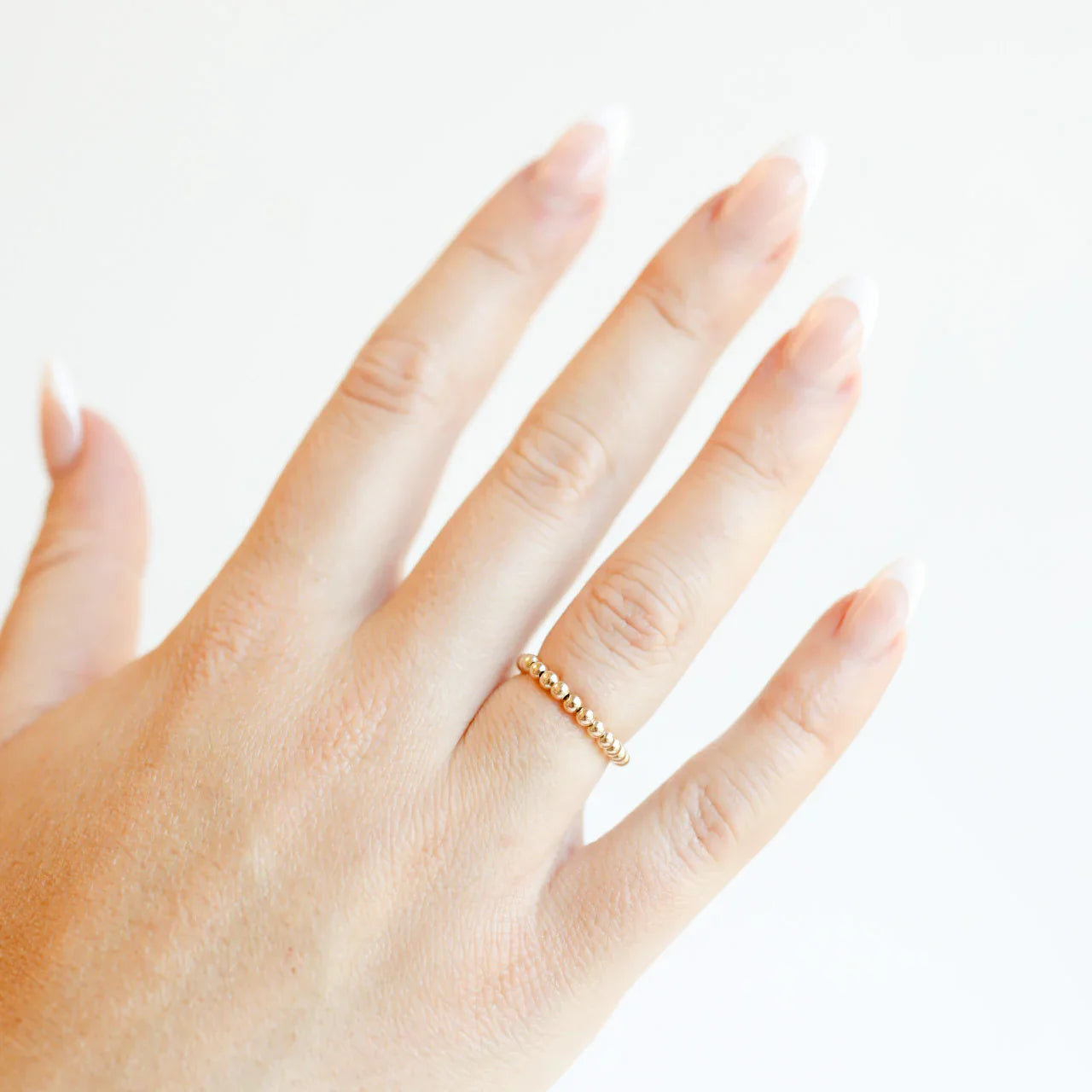 Ella 2.5mm Gold Beaded Band Ring