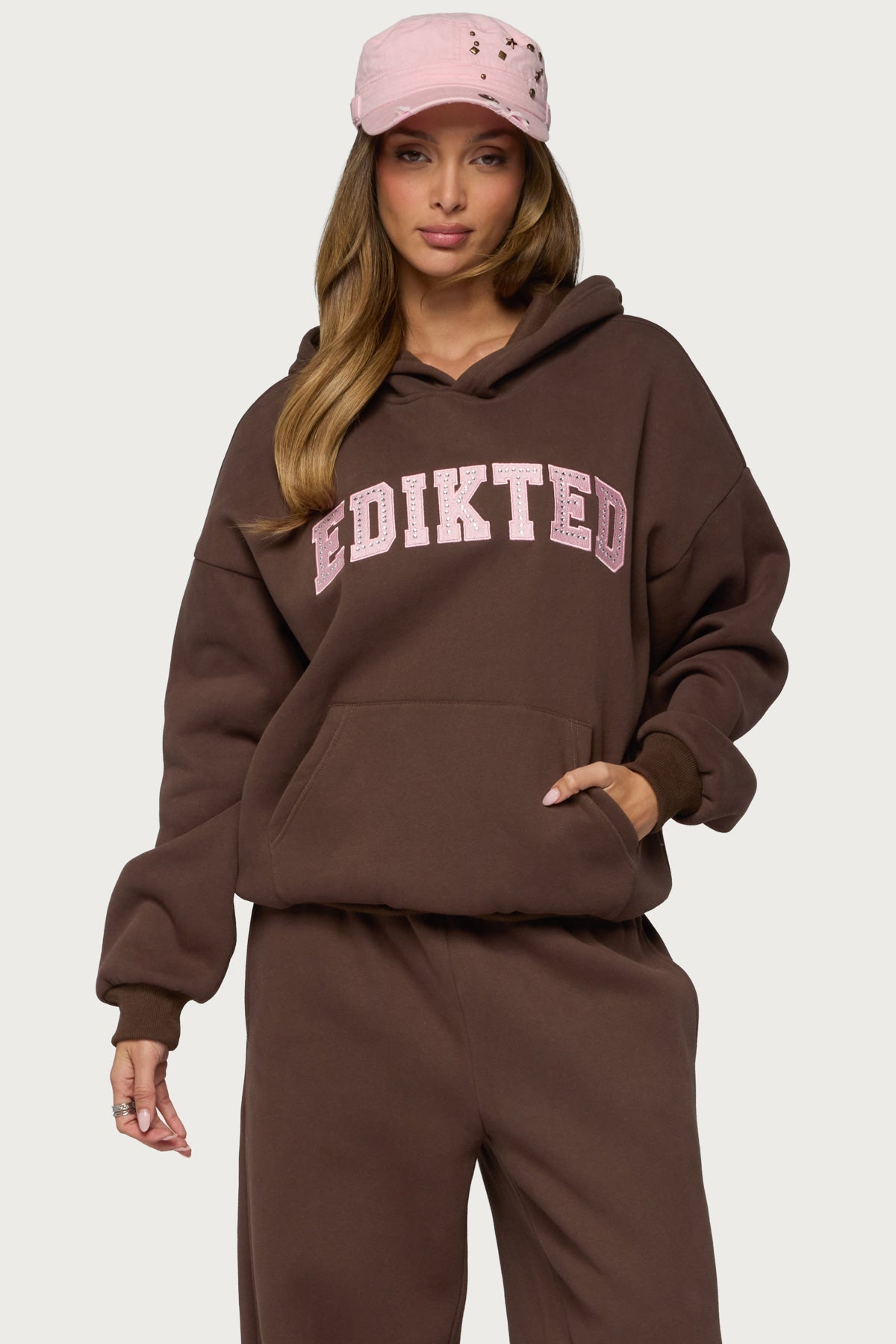 Edikted Glow Rhinestone Hoodie
