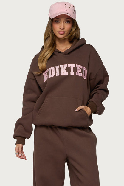 Edikted Glow Rhinestone Hoodie