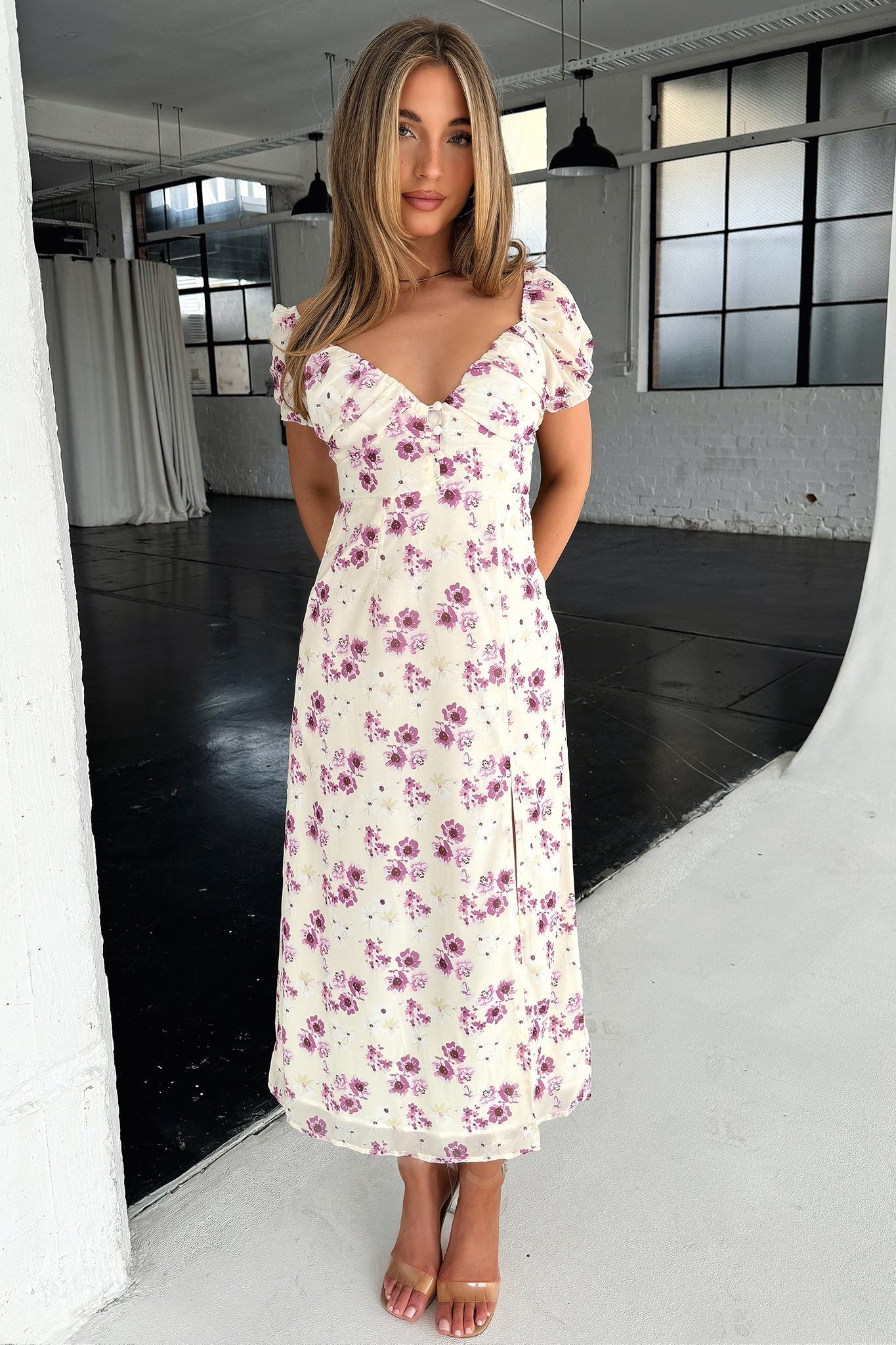 Solem Midi Dress - Yellow Floral