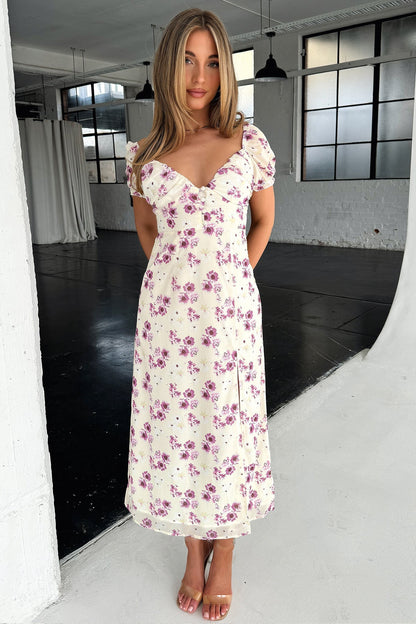 Solem Midi Dress - Yellow Floral